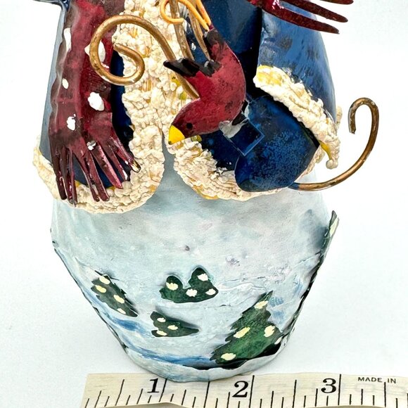 Hand-Painted Christmas Moose Figurine Holding Gift & Bird Metal 8" - Picture 3 of 7